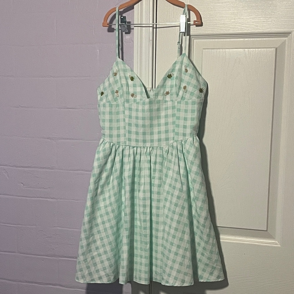 Zara Mint Checkered Mini Dress
